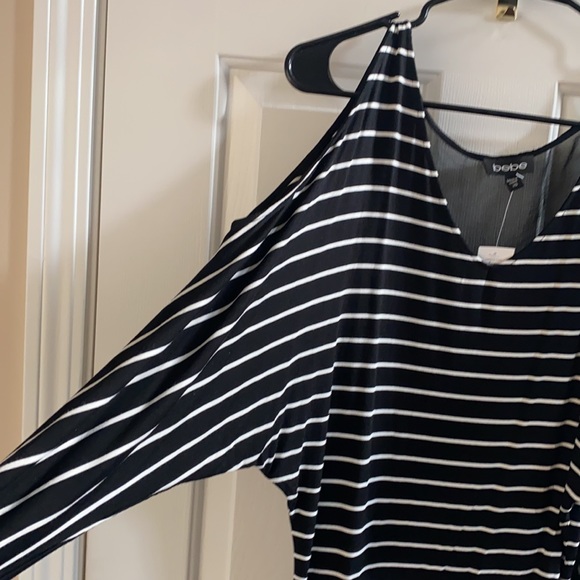 Bebe Sheer Back Cold Shoulder Top - Picture 4 of 8